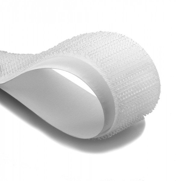 Self-adhesive hook tape for plastic surfaces - white
